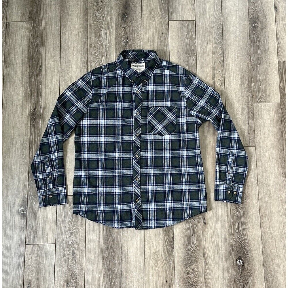One Day Away Button Down Casual Plaid Flannel Mens Large